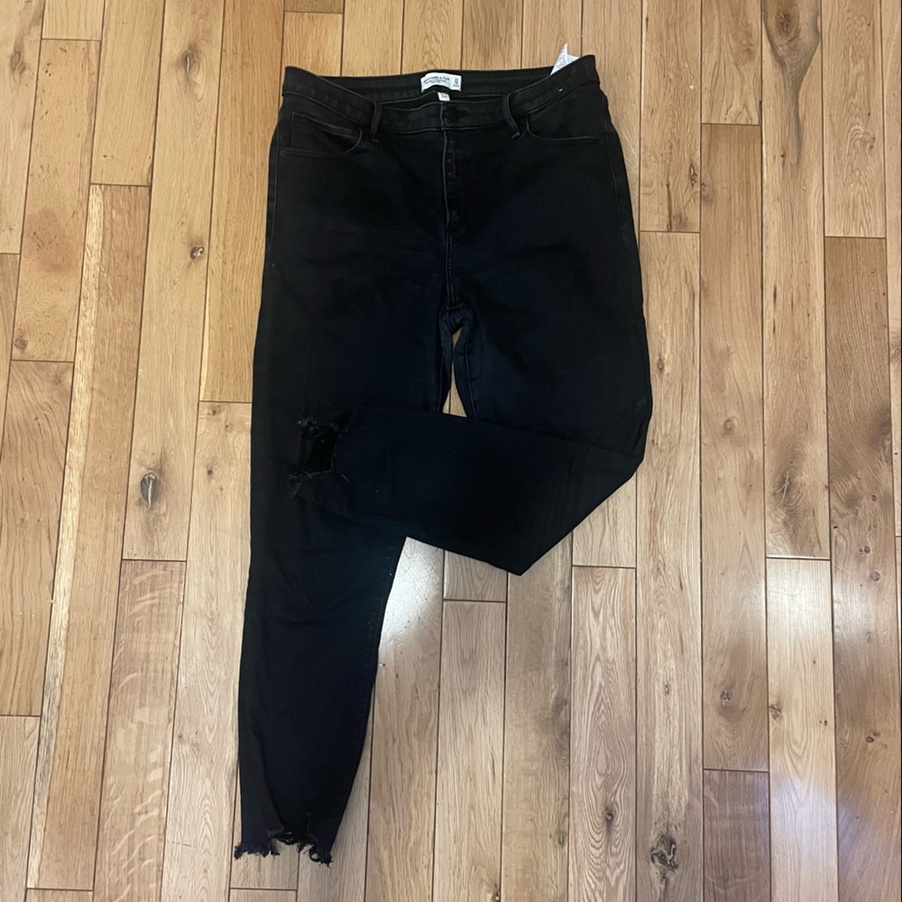Abercrombie jeans black super skinny ankle high rise
